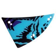 Деталь LEGO Wing, Left, Banshee, Small, Black and Dark Azure Scales, Dark Purple Trim Print, Прозрачный бесцветный