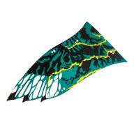 Деталь LEGO Wing, Left, Banshee, Large, Black and Dark Turquoise Scales, Yellow Trim Print, Прозрачный бесцветный