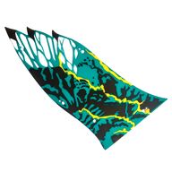 Деталь LEGO Wing, Right, Banshee, Large, Black and Dark Turquoise Scales, Yellow Trim Print, Прозрачный бесцветный