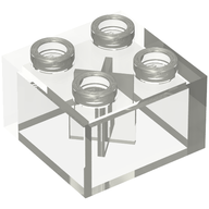 Деталь LEGO Minitalia Brick 2 x 2 with Bottom X Support, Прозрачный бесцветный