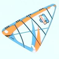 Деталь LEGO Sail, Windsurfer, 9 x 15 Triangle, with Orange and Blue Arctic Print, Прозрачный бесцветный