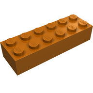 Деталь LEGO Кирпичик 2 x 6, Темно-оранжевый