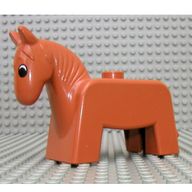 Деталь LEGO Duplo Horse / Pony, Black & White Eyes Print, Темно-оранжевый