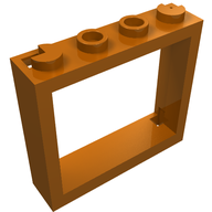 Деталь LEGO Window 1 x 4 x 3 without Shutter Tabs, Темно-оранжевый