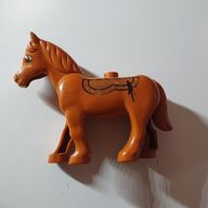 Деталь LEGO Duplo Horse with One Stud and Moveable Head, with Saddle Print, Темно-оранжевый