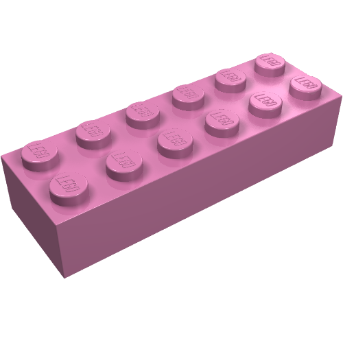 Набор LEGO Brick 2 x 6, Темно-розовый