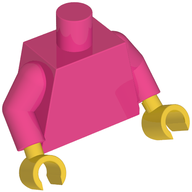 Деталь LEGO Torso, Dark Pink Arms, Yellow Hands [Plain], Темно-розовый