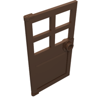 Деталь LEGO Door 1 x 4 x 6 with 4 Panes and Stud Handle, Коричневый