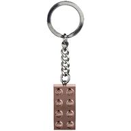 Деталь LEGO Keychain with 2 x 4 Brick, Розовый хром