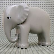 Деталь LEGO Duplo Animal Elephant with Eyes Print, Светло-серый