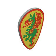 Деталь LEGO Minifig Shield Ovoid with Green Dragon Print, Светло-серый