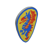 Деталь LEGO Minifig Shield Ovoid with Blue Dragon Print, Светло-серый