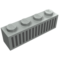 Деталь LEGO Brick 1 x 4 with Black 15 Bars Grill Print, Светло-серый