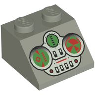 Деталь LEGO Slope 45° 2 x 2 with Green and Grey Controls Print, Светло-серый