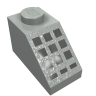 Деталь LEGO Slope 45° 2 x 1 with Bottom pin, with 9 Large + 3 Small Black Buttons Print, Светло-серый