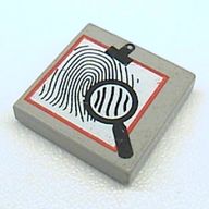 Деталь LEGO Tile 2 x 2 with Magnifying Glass and Fingerprint Print, Светло-серый