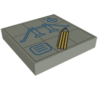 Деталь LEGO Tile 2 x 2 with Blueprints and Pencil Print, Светло-серый