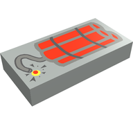 Деталь LEGO Tile 1 x 2 with Dynamite Print, Светло-серый
