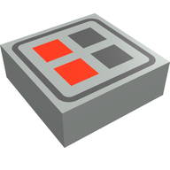Деталь LEGO Tile 1 x 1 with Red and Black Buttons Print, Светло-серый