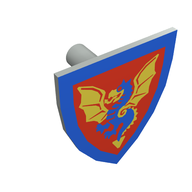 Деталь LEGO Minifig Shield Triangular with Blue Dragon Print, Светло-серый