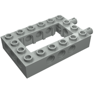 Деталь LEGO Technic, Brick 4 x 6 Open Center with 2 Fixed Rotatable Friction Pins on End, Светло-серый