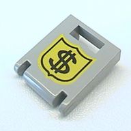 Деталь LEGO Box 2 x 2 x 2 Door with Slot and Money on Badge Print, Светло-серый