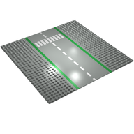 Деталь LEGO Baseplate 32 x 32 with 9-Stud Straight and Road and Crosswalk Print, Светло-серый