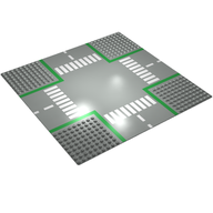 Деталь LEGO Baseplate 32 x 32 with 9-Stud Crossroads and Road Print, Светло-серый