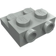 Деталь LEGO Пластина специальная 2 x 2 x 0.667, с двумя штырьками сбоку и двумя приподнятыми штырьками, Светло-серый