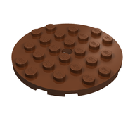 Деталь LEGO Пластина круглая 6 x 6, с отверстием, Красно-коричневый