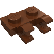 Деталь LEGO Пластина специальная 1 x 2, с горизонтальными клипсами, Красно-коричневый