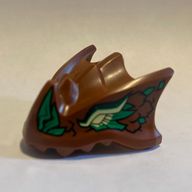 Creature Body Part, Dragon Head Upper Jaw with Yellow Eyes, Bright Green Leaves print