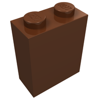 Деталь LEGO Brick 1 x 2 x 2 without Inside Axle Holder or Stud Holder or Stud, Красно-коричневый