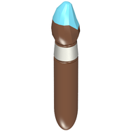 Деталь LEGO Minifig Paint Brush with Silver Ring and Medium Azure Tip Print, Красно-коричневый