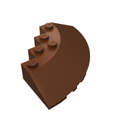 Деталь LEGO Brick Round Corner 6 x 6 with 33° EdgeSlope and Facet Cutout, Красно-коричневый