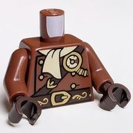 Torso, Coat, Tan Scarf, Dark Brown Belt, Gold Buttons Print, Reddish Brown Arms, Dark Brown Hands