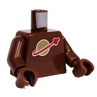 Деталь LEGO Torso, Classic Space Logo print, Reddish Brown Arms and Hands, Красно-коричневый