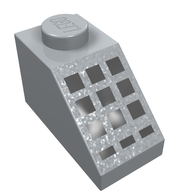 Деталь LEGO Slope 45° 2 x 1 with Bottom pin, with 9 Large + 3 Small Black Buttons Print, Светлый сине-серый