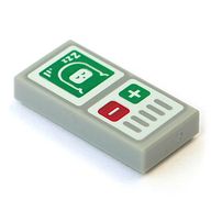 Деталь LEGO Tile 1 x 2 with Sleeping Classic Space Baby, Red/Green Buttons print, Светлый сине-серый