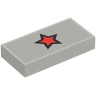Деталь LEGO Tile 1 x 2 with Red Star with Black Outline Pattern, Светлый сине-серый