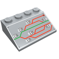 Деталь LEGO Slope 33° 3 x 4 with Train Railyard Switching Print, Светлый сине-серый