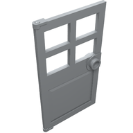 Деталь LEGO Door 1 x 4 x 6 with 4 Panes and Stud Handle, Светлый сине-серый