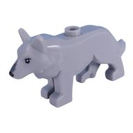 Деталь LEGO Animal, Wolf with Dark Bluish Grey Nose, Black Eyes print, Светлый сине-серый