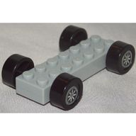 Деталь LEGO Vehicle Base Fast Food Racer 2 x 7 x 2/3 with Black Wheels, Slicks, Светлый сине-серый