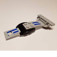 Деталь LEGO Vehicle Top Fast Food Racer 4 x 10 with Curved Black Windshield and Rear Spoiler, Светлый сине-серый