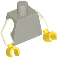 Деталь LEGO Torso, White Arms, Yellow Hands [Plain], Светлый сине-серый