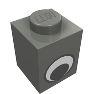 Деталь LEGO Brick 1 x 1 with Simple Eye Black and White Print, Темный сине-серый