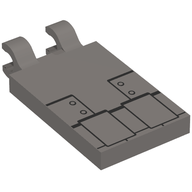 Деталь LEGO Tile Special 2 x 3 with 2 Clips with Black Lines/Armour print, Темный сине-серый
