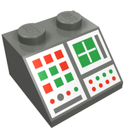 Деталь LEGO Скос 45° 2 x 2, с рисунком компьютерной панели, Темный сине-серый