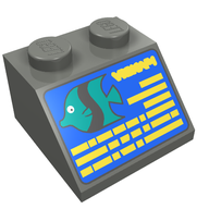 Деталь LEGO Slope 45° 2 x 2 with Divers Computer Print, Темный сине-серый